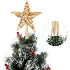 SALCAR Christmas tree topper straw star Christmas tree decoration for Christmas, fir tree topper for the Christmas tree, 25cm