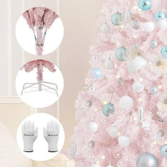 Salcar 180cm Künstlicher Weihnachtsbaum Rosa Weihnachtsbaum, Nordmanntanne, mit 735 Spitzen Salcar