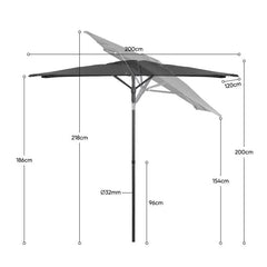 Sekey 200 x 125 cm Balkonschirm Rechteckig, Sonnenschutz UV50+ Sekey