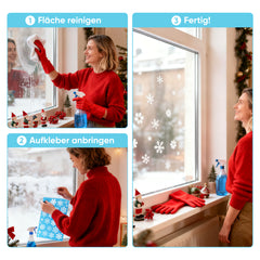 Salcar Christmas Window Cling – Self-adhesive window stickers for winter decoration, visible on both sides, reusable – Christmas trees, snowflakes &amp; reindeer