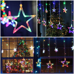 Salcar 2 x 1 m LED Lichtervorhang mit 12 Sternen, 138 LEDs, 31V GS-zertifizierte Stromversorgung