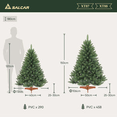 Salcar 120cm/150cm/180cm/210cm Künstlicher Weihnachtsbaum, Korea-Tanne, mit 730/1066  PVC-Nadeln Salcar