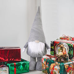 Salcar Weihnachtsdeko Wichtel XL – Großer Deko-Gnom aus Filz, höhenverstellbar von 60–92 cm, Teleskopbeine, perfektes Geschenk zu Weihnachten & Thanksgiving – Grau Salcar