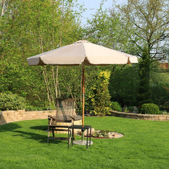 Sekey 300 cm wooden parasol with valance, sun protection UV50+