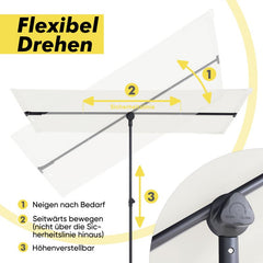 Sekey 180 x 130 cm balcony umbrella rectangular, individually adjustable, sun protection UV50+