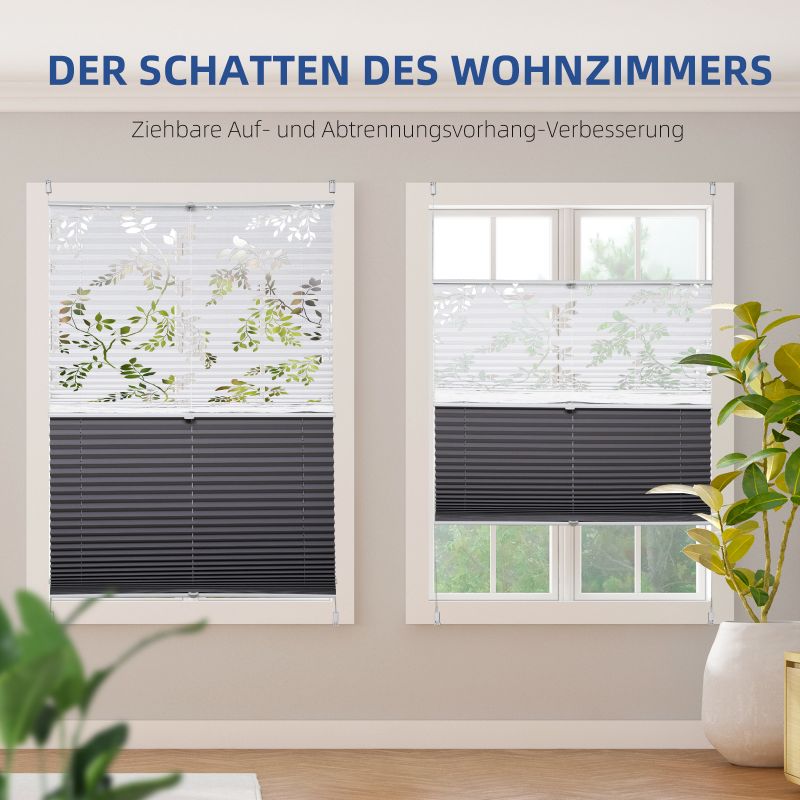 Sekey pleated blind Day+Night without drilling, 100% blackout, with pattern