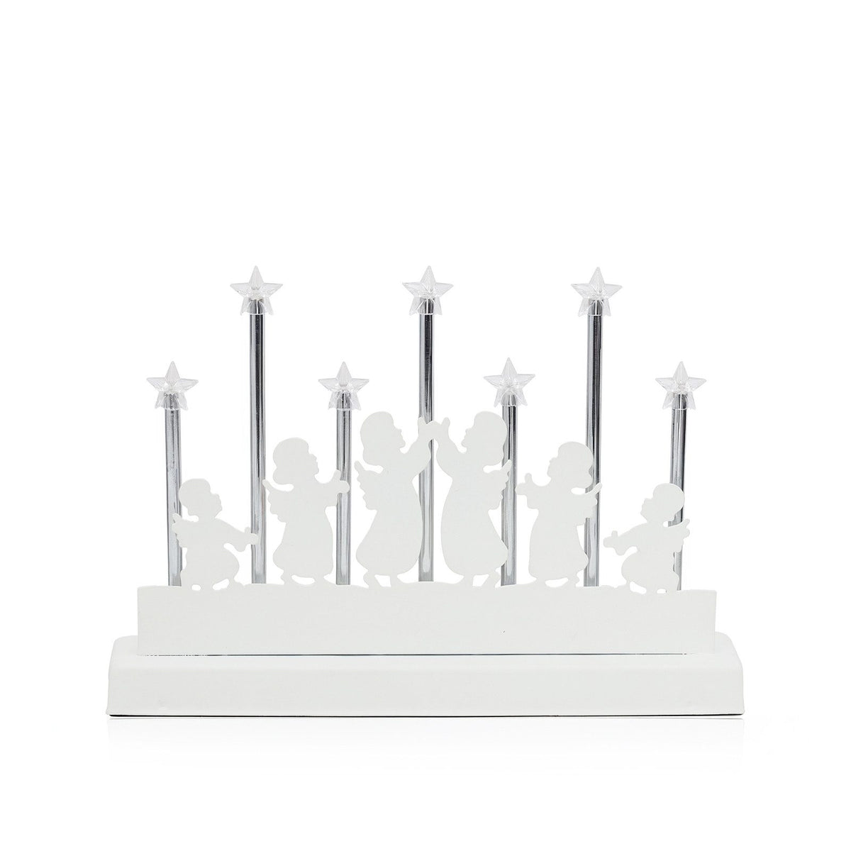 Salcar LED Lichterbogen mit 7 Sternen & 6 Engeln – Warmweißes Licht, Batteriebetrieben mit Timer – Weihnachtsdeko für Tisch & Fenster, ca. 32 cm