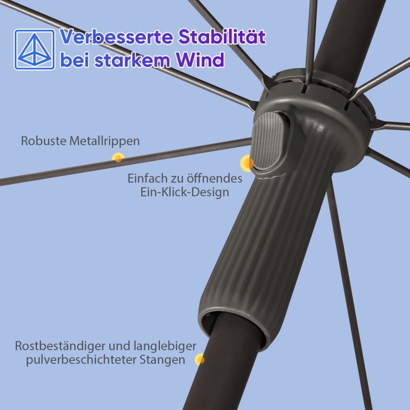 Sekey 200 cm Sonnenschirm mit Schutzhülle, Sonnenschutz UV50+