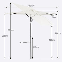 Sekey 180 x 130 cm balcony umbrella rectangular, sun protection UV50+