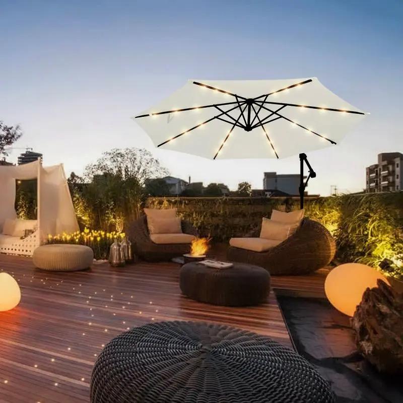 beleuchtung für sonnensegel Sekey 300 cm Sonnenschirm mit LED-Beleuchtung: Stabil, robust, Solar-powered UV50+ – sekeymall
