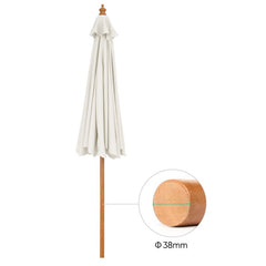 Sekey 220 cm wooden parasol with valance, sun protection UV50+