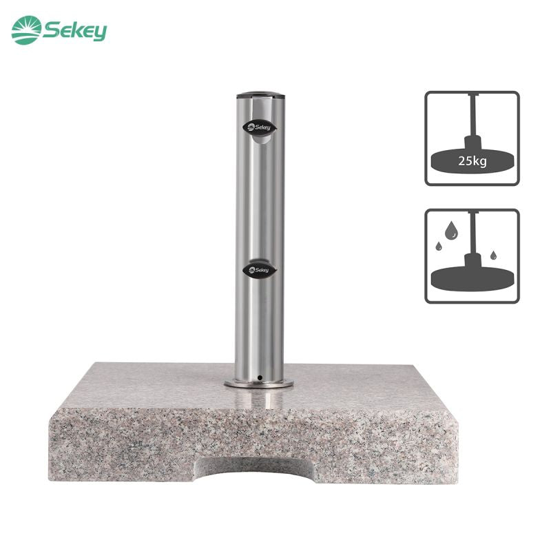 Sekey 25 kg granite parasol base square, for umbrella pole Ø 22 - 38 mm