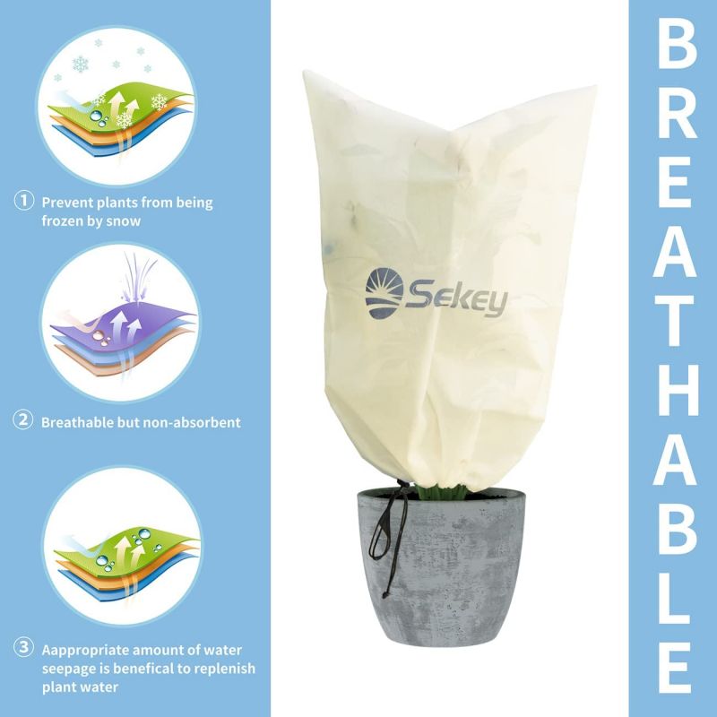 Sekey winter protection pot plant bag made of 50 g/m² nonwoven fabric, beige