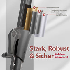 Sekey 270cm parasol with crank, foldable while sitting, sun protection UV50+