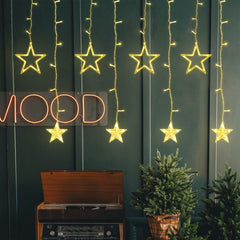 Salcar 2 x 1 m LED Lichtervorhang mit Fernbedienung, 12 Sternen, 108 LEDs, 31V GS-zertifizierte Stromversorgung