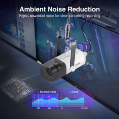 FIFINE USB/XLR Dynamic Microphone with Mute Button and Headphone Jack, AM8