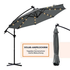 Sekey 300 cm Ampelschirm mit LED Solar Beleuchtung, Sonnenschutz UV50+ Sekey