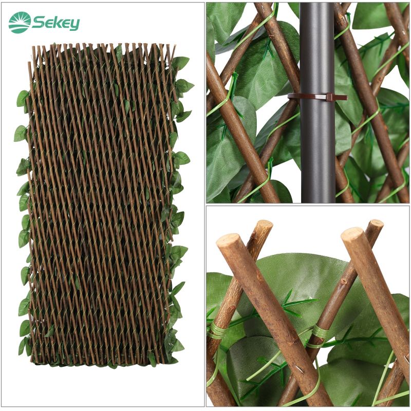 Sekey extendable willow fence with plastic leaves