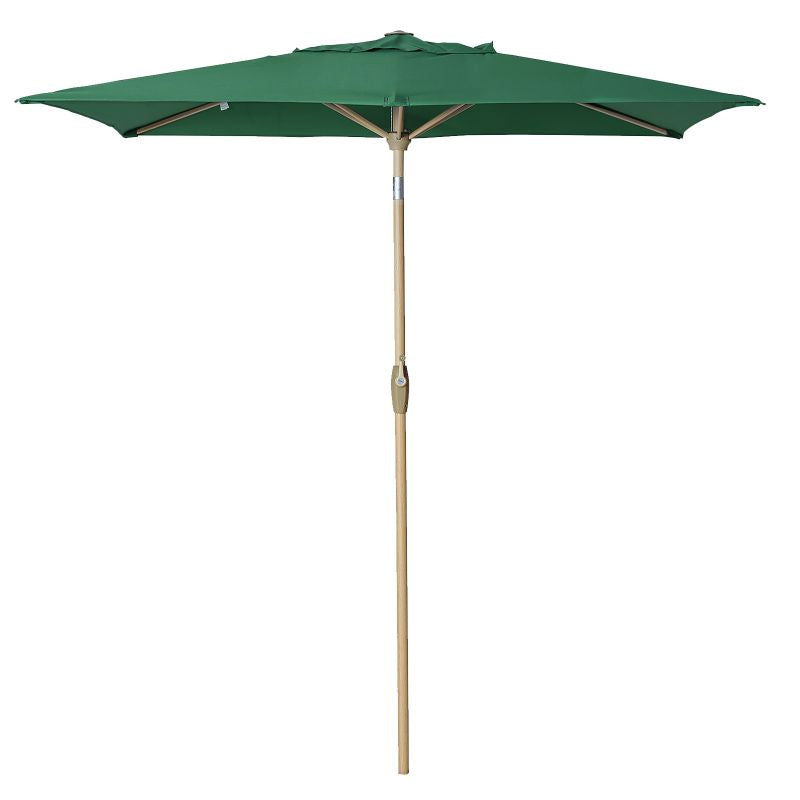 Sekey 210 x 140 cm aluminum parasol with crank, sun protection UV50+, made of wood-metal