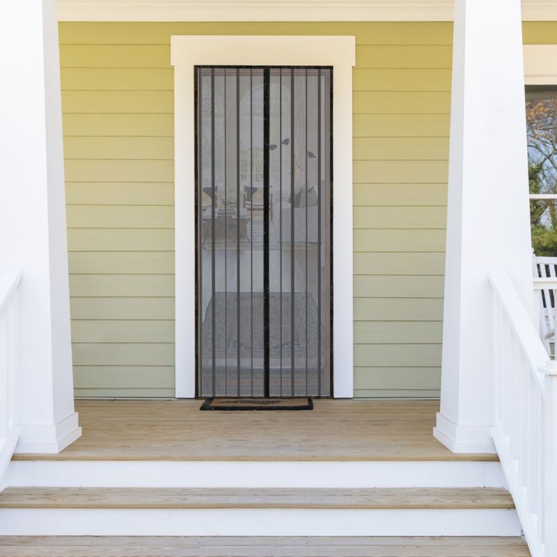 Sekey magnet fly screen door made of polyester, with straps, black