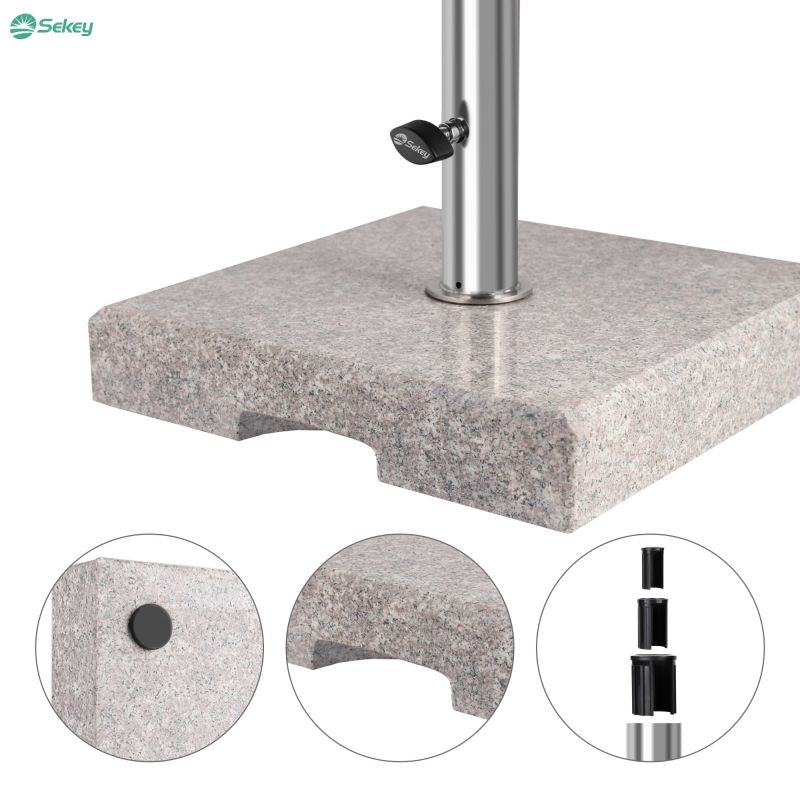 Sekey 25 kg granite parasol base square, for umbrella pole Ø 22 - 38 mm