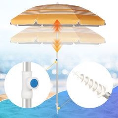 Sekey ∅ 180 cm aluminum beach umbrella with protective cover and ground sleeve, sun protection UV50+