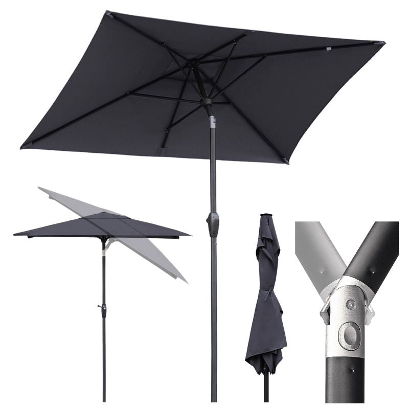 Sekey 210 x 140 cm aluminum parasol with crank, sun protection UV50+