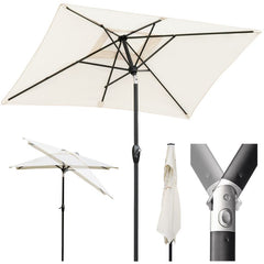 Sekey 210 x 140 cm Alu Sonnenschirm mit Kurbel, Sonnenschutz UV50+