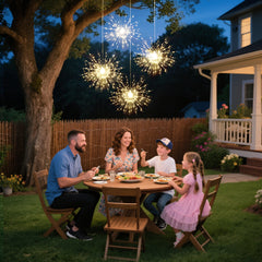 Salcar Solar LED Feuerwerk-Lichterkette warmweiß – 800 LEDs, 4 Feuerwerke, 8 Modi, Fernbedienung, USB & Solar, IP44, Garten- & Weihnachtsbeleuchtung