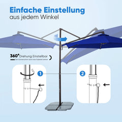Sekey Ampelschirm 300 cm – Aluminium Sonnenschirm mit 360° Drehung, Neigefunktion, UV50+ Schutz Sekey