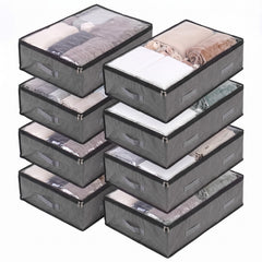 Sekey Unterbett-Aufbewahrungstasche 110L – Faltbare Aufbewahrungsbox mit transparentem Deckel, Doppelreißverschluss & 4 Tragegriffen, 100 × 50 × 19 cm, für Kleidung, Bettwäsche & Decken