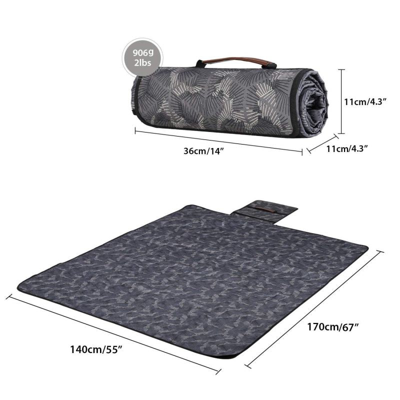 Sekey 170 x 140 cm picnic blanket made of grey patterned polyester fabric