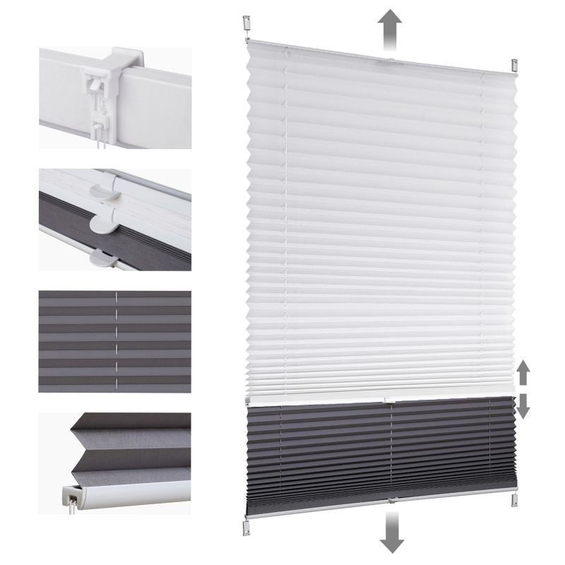 Sekey pleated blind Day+Night without drilling, 100% blackout, single colour