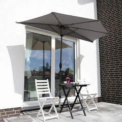 Sekey 270 cm Halbrund Sonnenschirm mit Kurbel, Sonnenschutz UV50+ Sekey