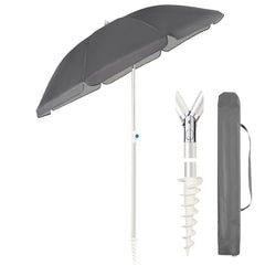 Sekey ∅ 180 cm aluminum beach umbrella with protective cover and ground sleeve, sun protection UV50+