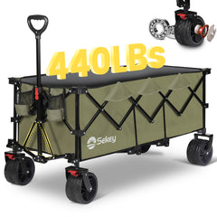 Sekey 300L / 150KG Foldable Handcart, Patented Foldable from Four Directions, with Brakes and Extra Wide Wheels
