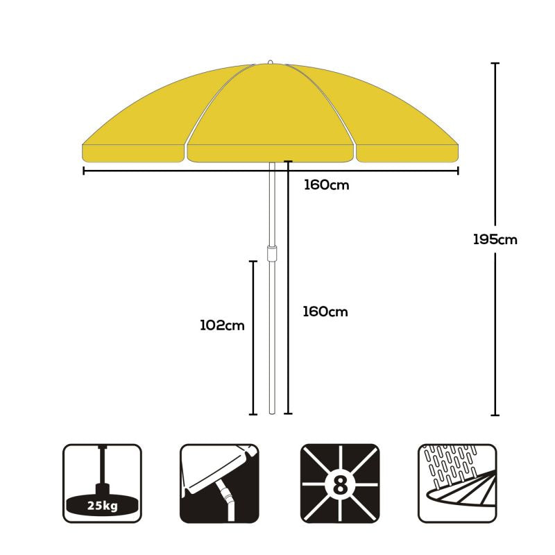 Sekey ∅ 160 cm beach umbrella with protective cover, sun protection UV25+