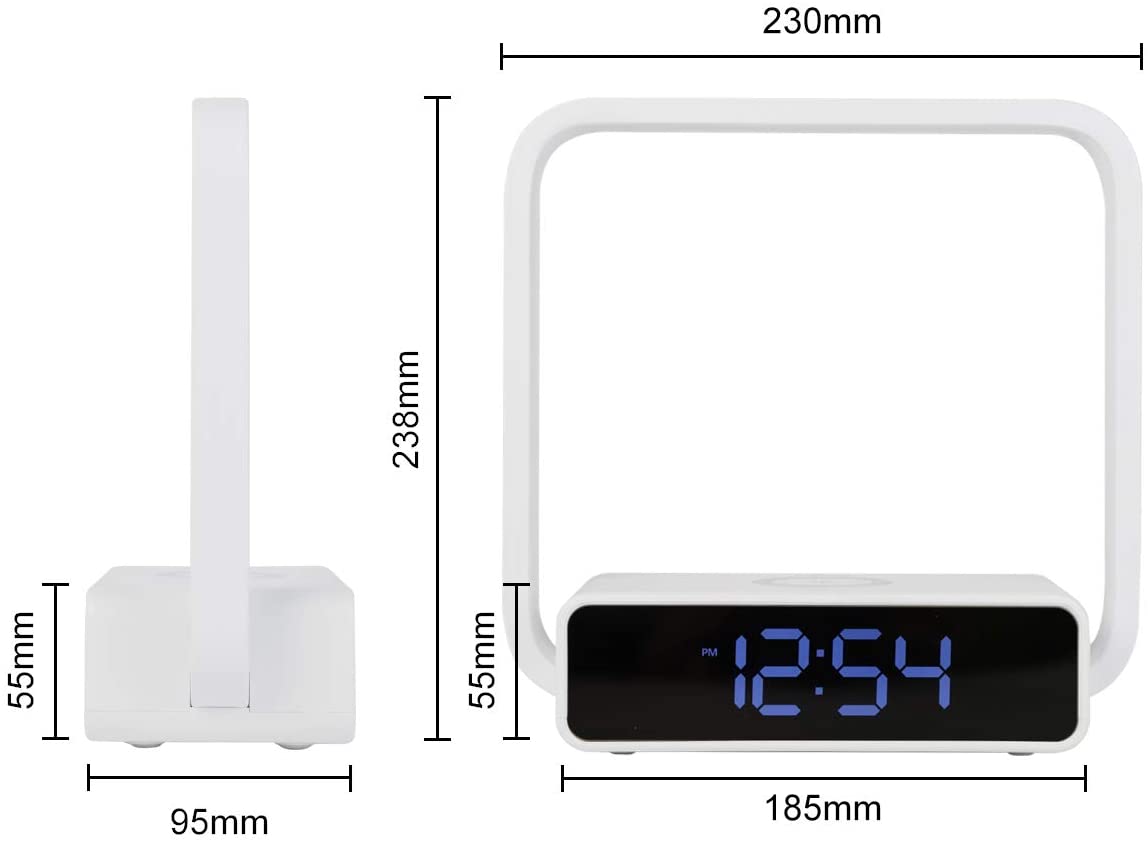 WILIT B18 12W LED bedside lamp, with 3 brightness levels, with 5W wireless charging function, with alarm clock