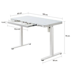 Kowo 120 cm Glas Elektrischer Höhenverstellbarer Schreibtisch mit Schubladen und kabelloses Laden, Mobilo Sekey