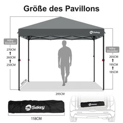 Sekey 300 x 300 cm Faltpavillon mit 4 Sandsäcken und Tragetasche