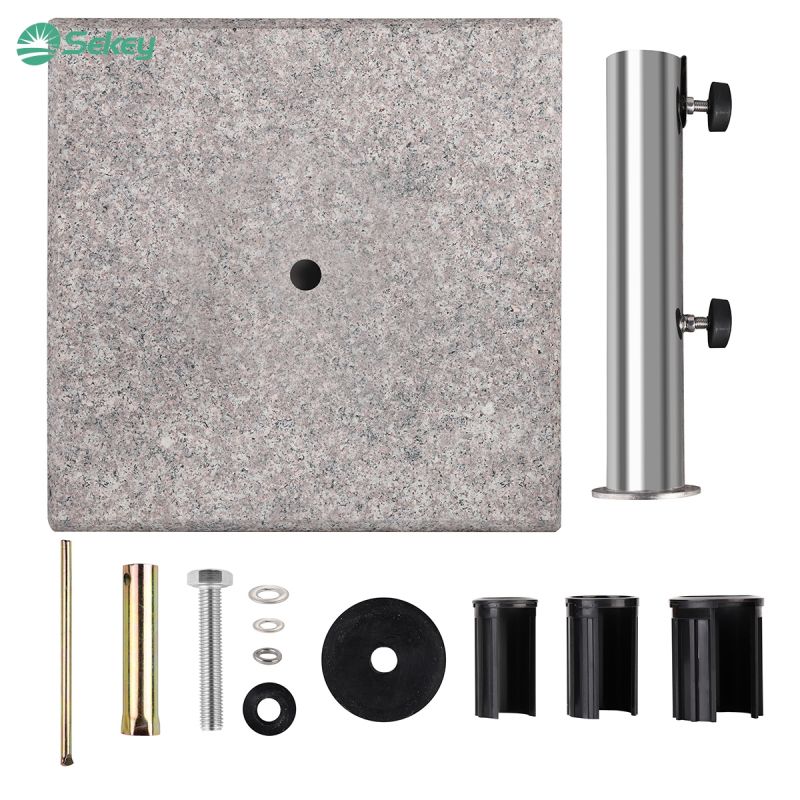 Sekey 25 kg granite parasol base square, for umbrella pole Ø 22 - 38 mm