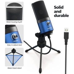 Fifine USB Kondensator Mikrofon mit Ständer, K669B Sekey
