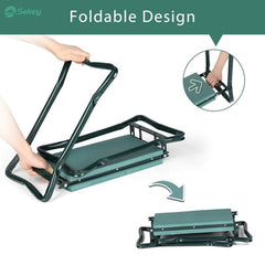 Sekey Height-Adjustable Kneeling Bench for Gardening, Load Capacity 160KG/180KG, Foldable Garden Stool with Tool Pockets, Knee Comfort for Gardening, Green