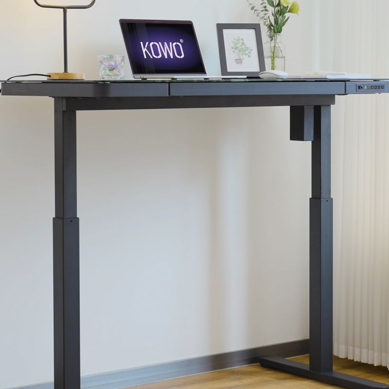 KOWO 120 cm Glass Electric Height Adjustable Desk with Drawers and Wireless Charging, Mobilo