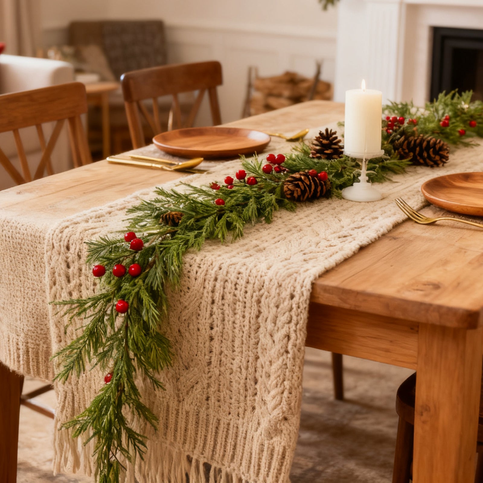 SALCAR Künstliche Weihnachtsgirlande aus 100 % PE – Realistische Tannengirlande für Wand, Tür & Kamin – Langlebig & wiederverwendbar