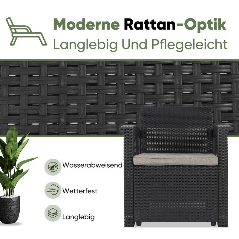 Sekey 3-teilig Gartenmöbel Set, 2 Sessel und Gartentisch