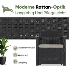 Sekey 3-teilig Gartenmöbel Set, 2 Sessel und Gartentisch