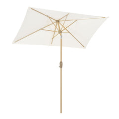 Sekey 210 x 140 cm aluminum parasol with crank, sun protection UV50+, made of wood-metal