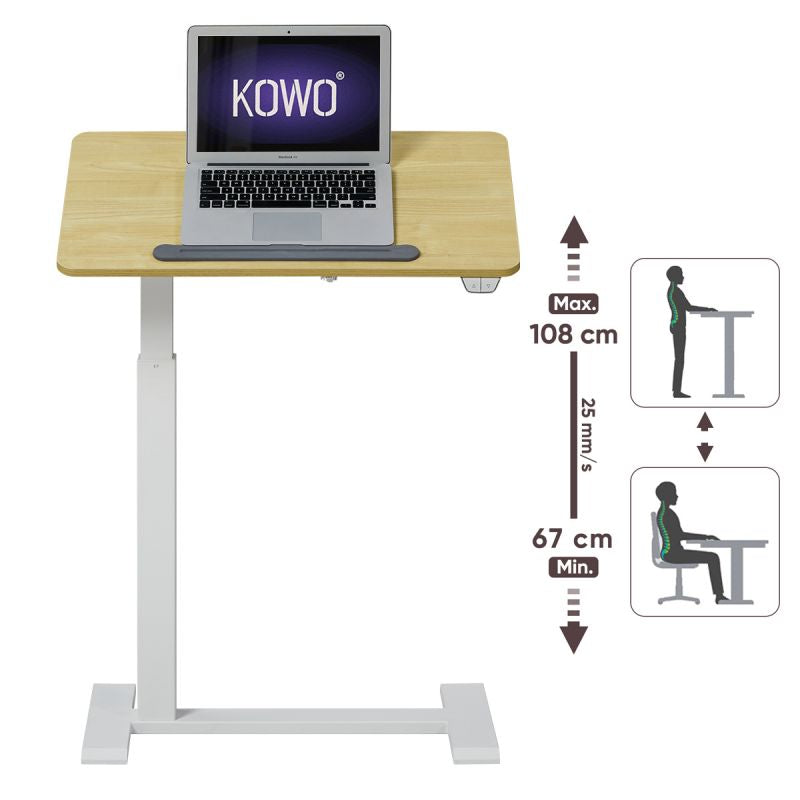 KOWO Elektrischer Höhenverstellbarer Beistelltisch, mit Rädern, C-Form