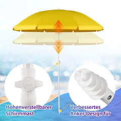 Sekey ∅ 180 cm Strandschirm mit Schutzhülle und Bodenhülse, Sonnenschutz UV50+ Sekey